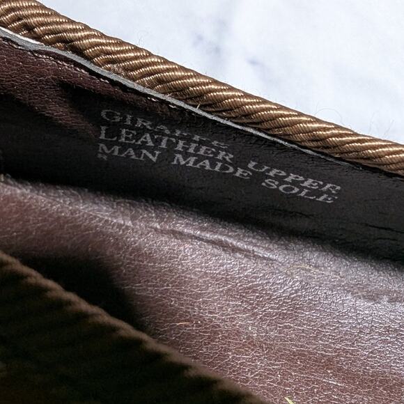 Vtg Y2K Dollhouse Brown Ivory Giraffe Print Calf Hair Square Toe Ballet Flats 8 - Picture 5 of 7